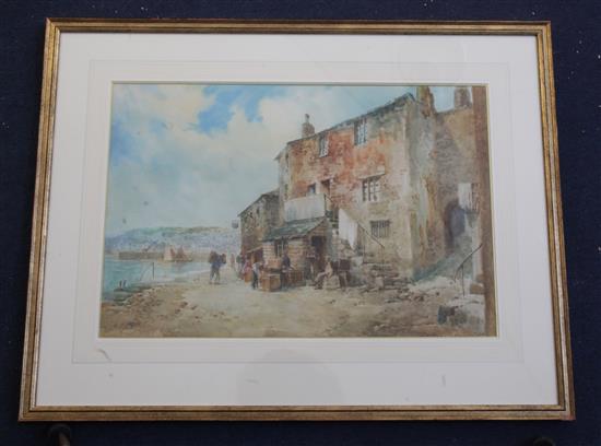 W.H. Sweet, watercolour, figures on the wall, signed, 36 x 53cm